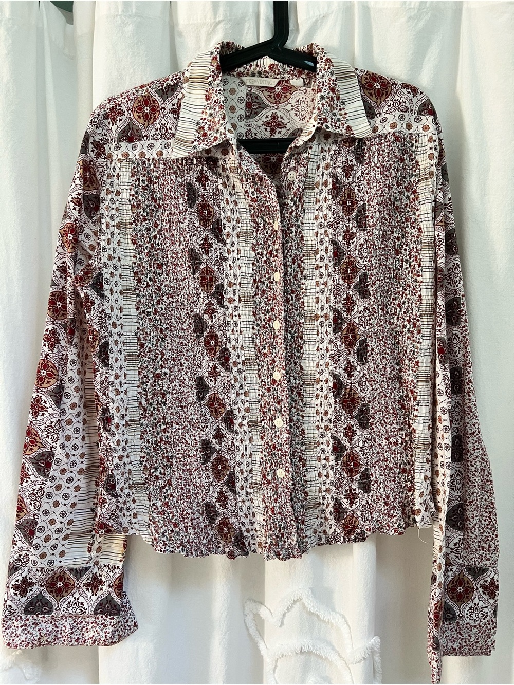 BKE Red and Cream Printed Button-Down Shirt